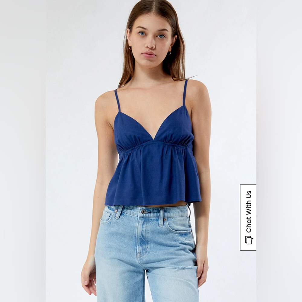 LA Hearts Linen V-Neck Babydoll Tank Top